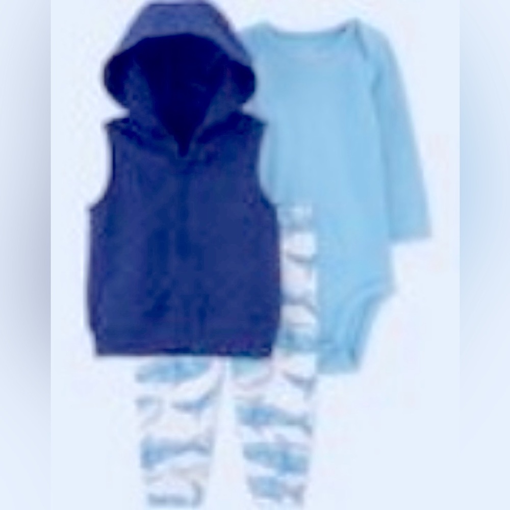 🍼🐳Carter’s Just One You Baby Boys Whale Vest CardiganSet Navy Blue Newborn🍼🐳